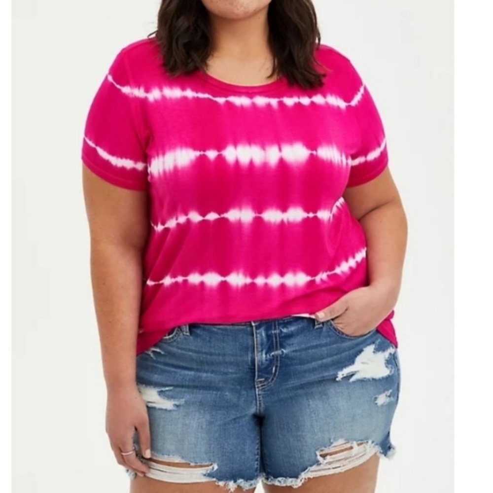 Torrid Pink Tie-Dye Short Sleeve Tee Size 2